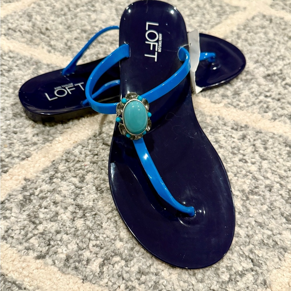 LOFT Jeweled Jelly Sandals with Turquoise Accent